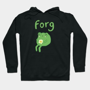 Cute Forg Frog : Sitting, Thinking, Holding a Beautiful Flower in Hand Hoodie